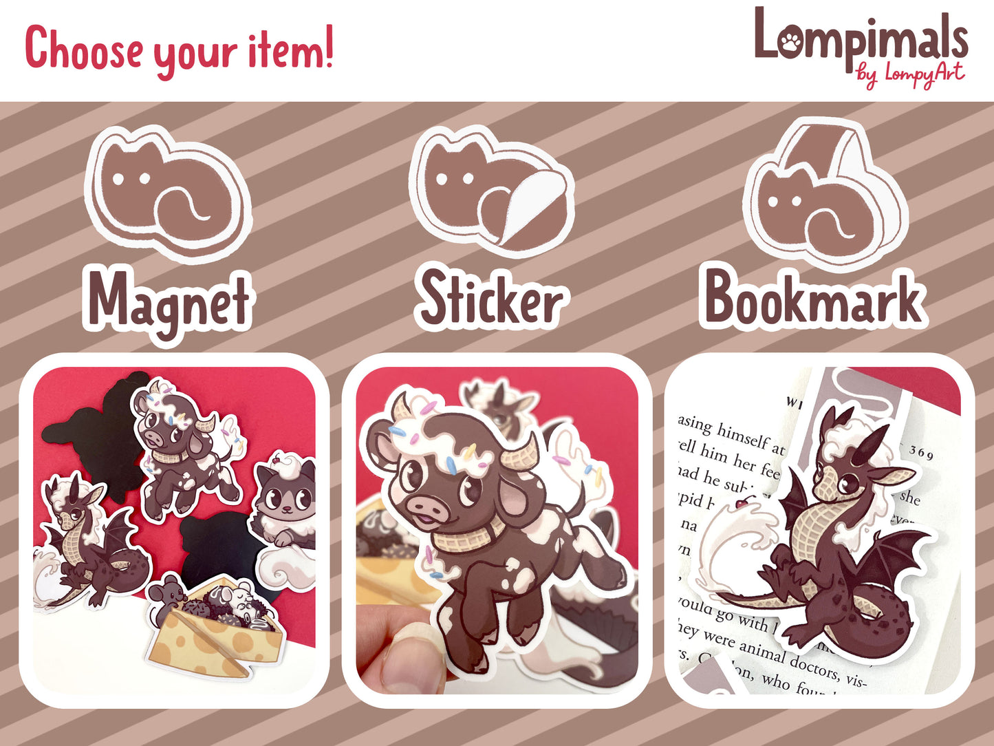 Chocolate Lompimals - Stickers/Magnets/Bookmarks