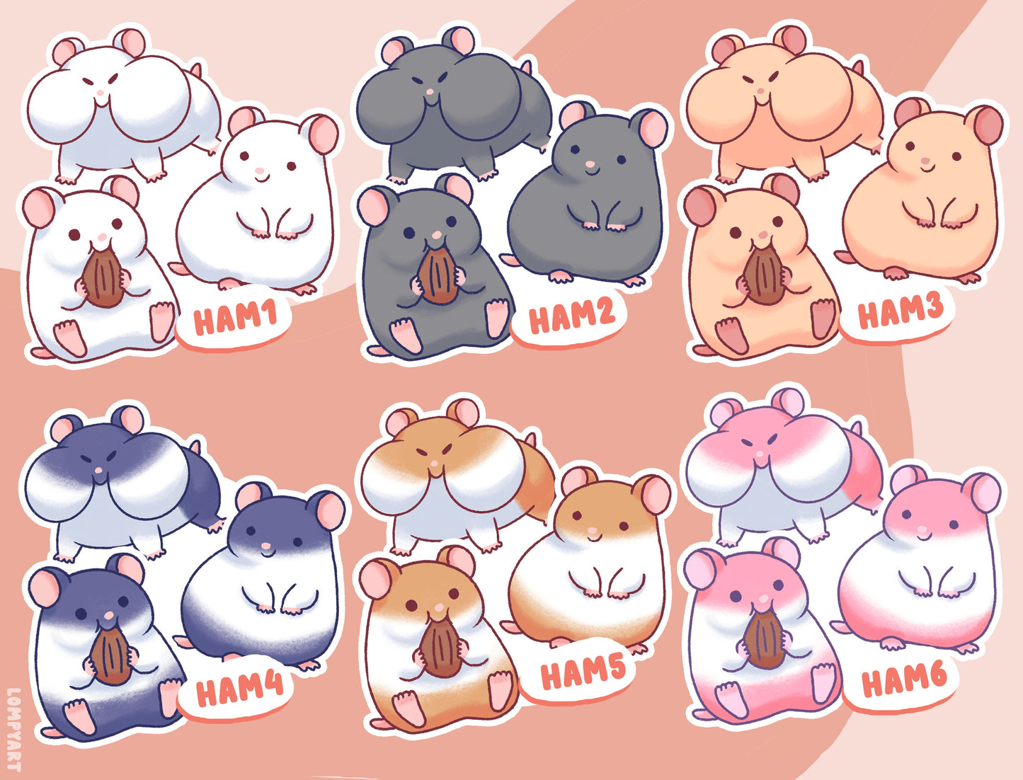 Hamster Sticker Set Custom (choose your hamster color!)