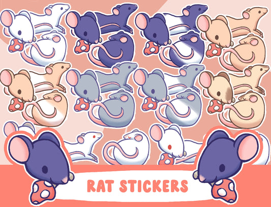 Rat Sticker Set Custom (choose your rat color! white black albino cream siamese gray himalayan)