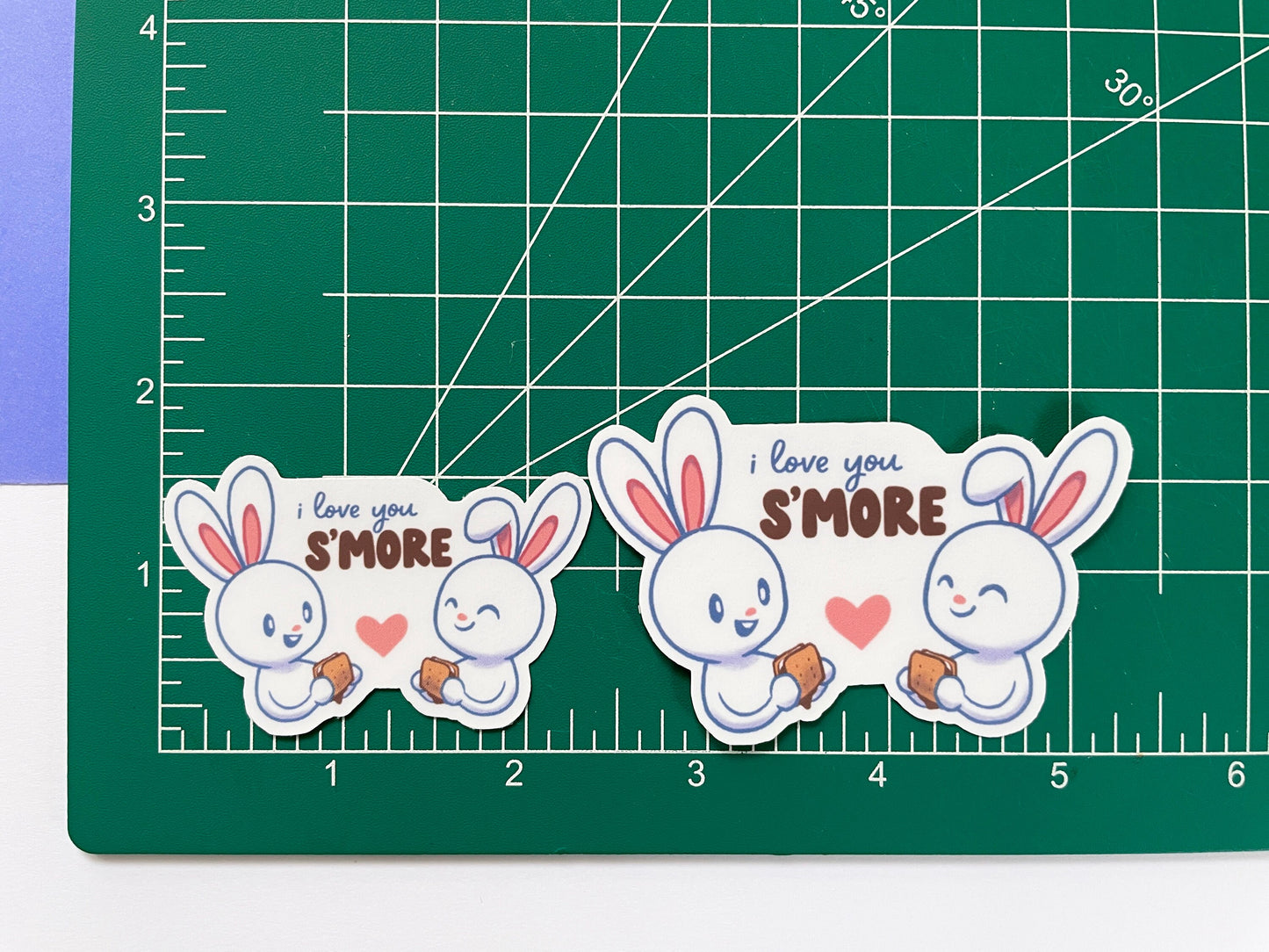 I Love You S'more Sticker / kawaii summer themed sticker for laptop, water bottle, bunny, smores, camping, summer vacation
