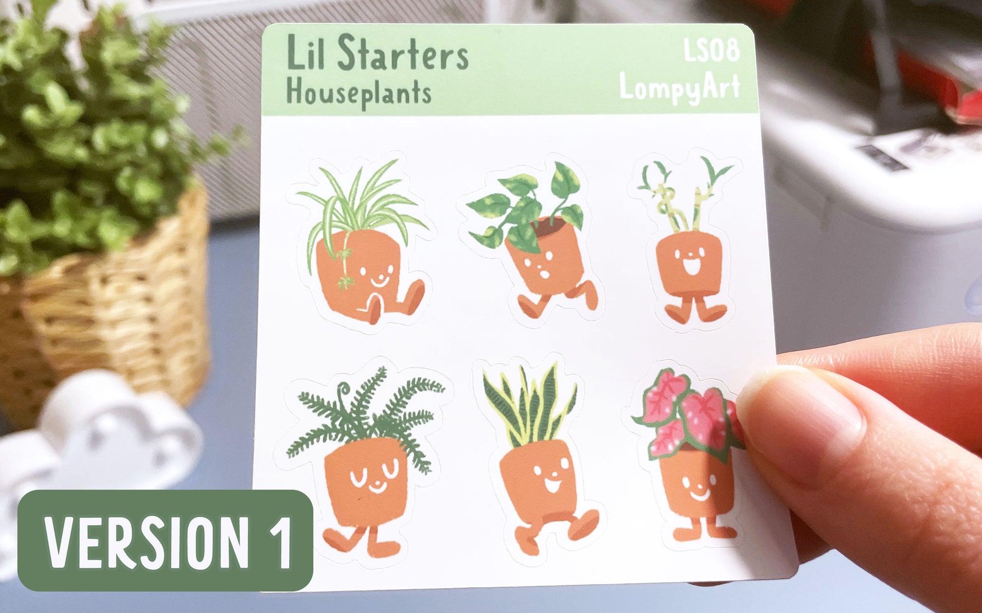Houseplants Stickers | Lil Starters | mini sticker sheet plant lover labels gift potted kawaii cute garden monstera fern pothos snake fig