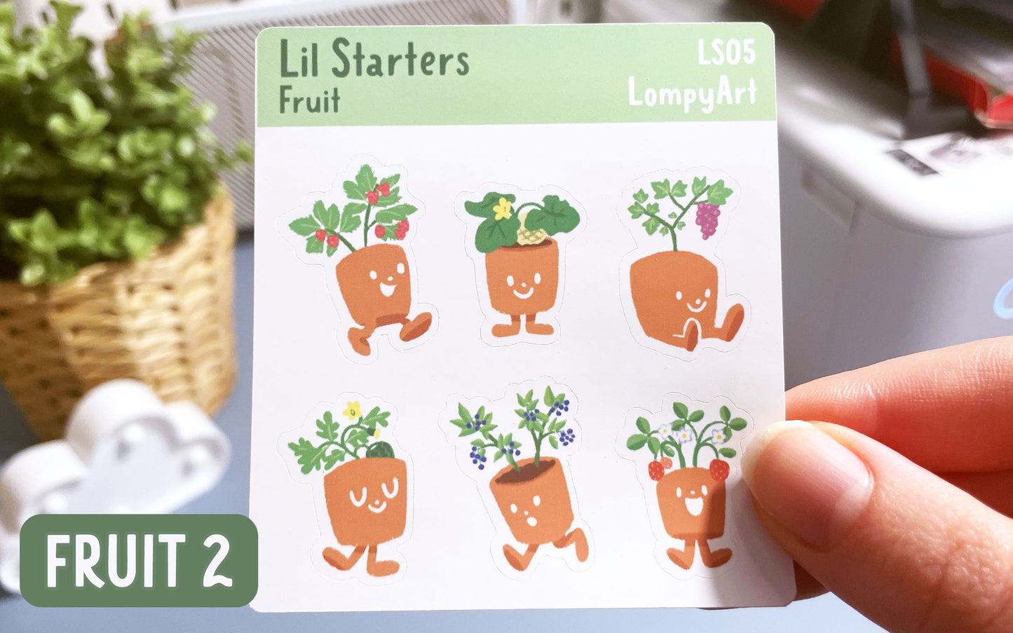 Fruit and Veggies Plant Stickers | Lil Starters | mini sticker sheet plant lover labels gift potted plants kawaii cute garden party favor