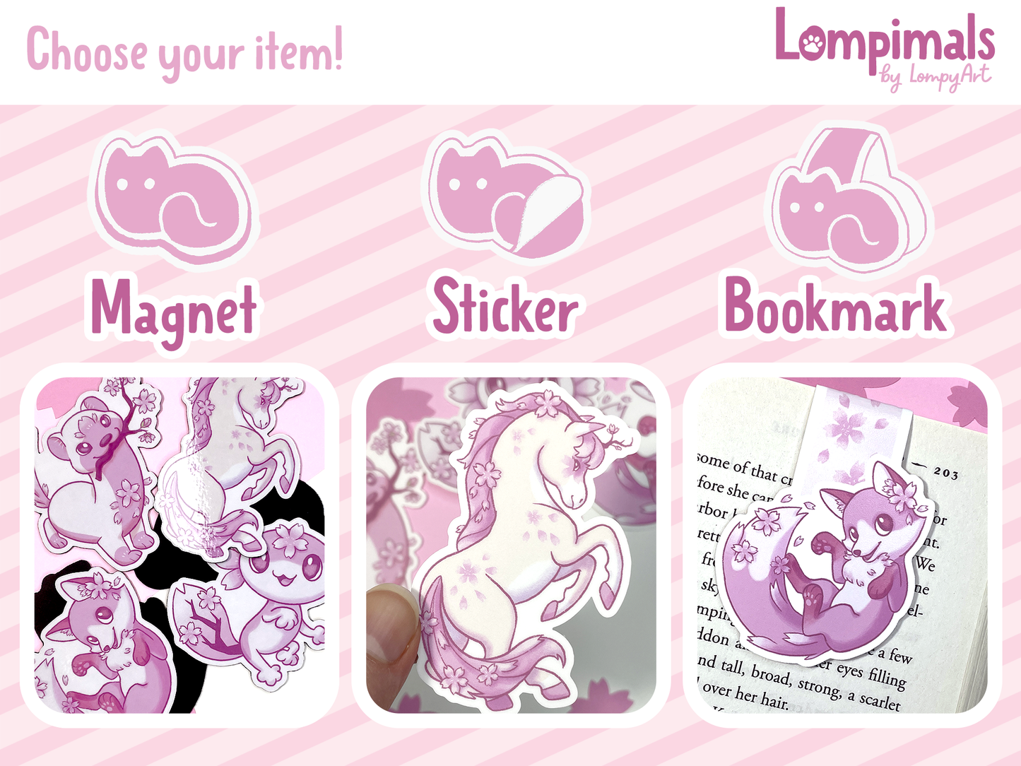 Sakura Lompimals - Stickers/Magnets/Bookmarks