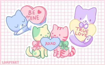 Valentine's Cats Sticker Set