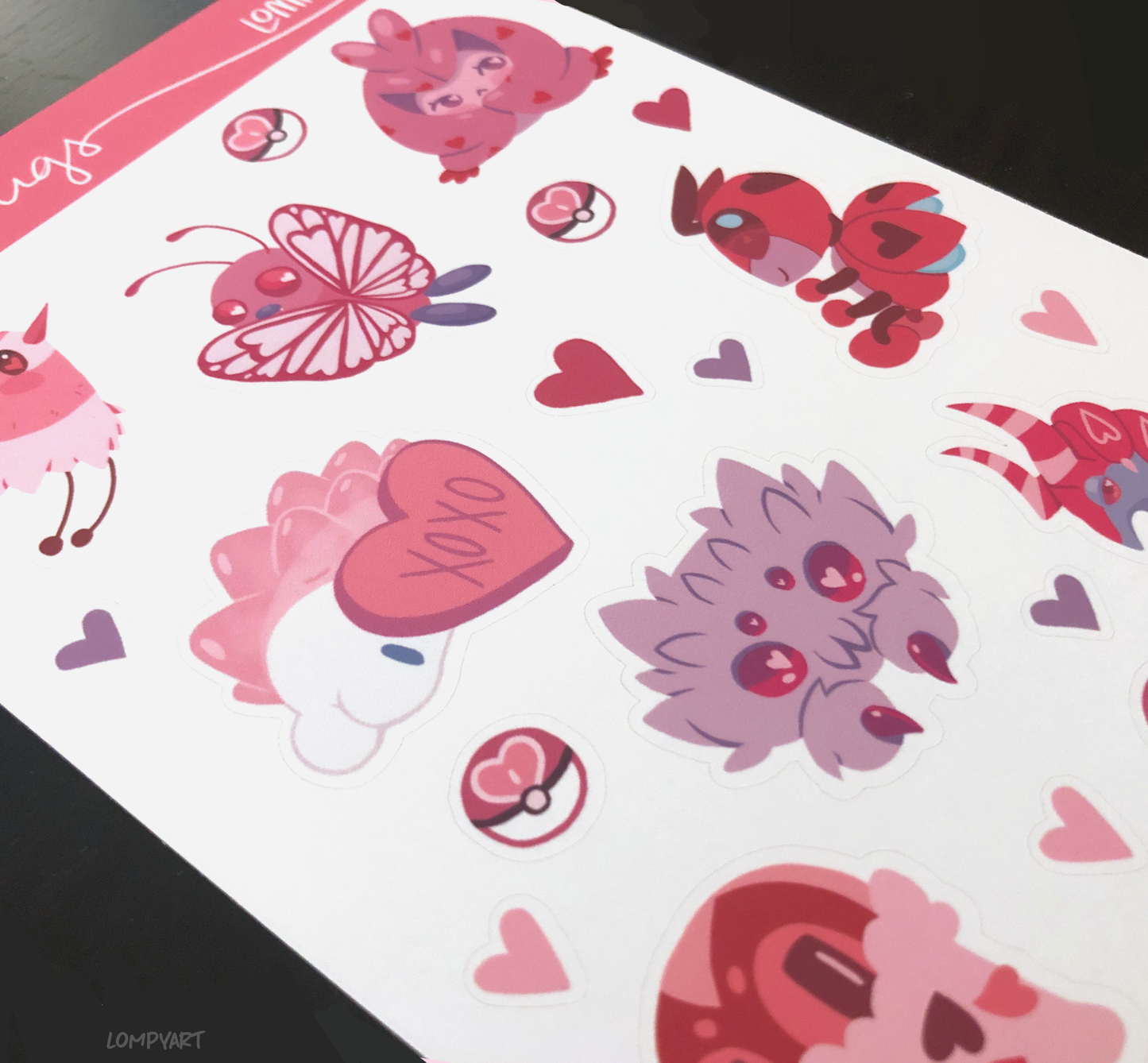 Valentine's Pokemon Love Bugs Sticker Sheet