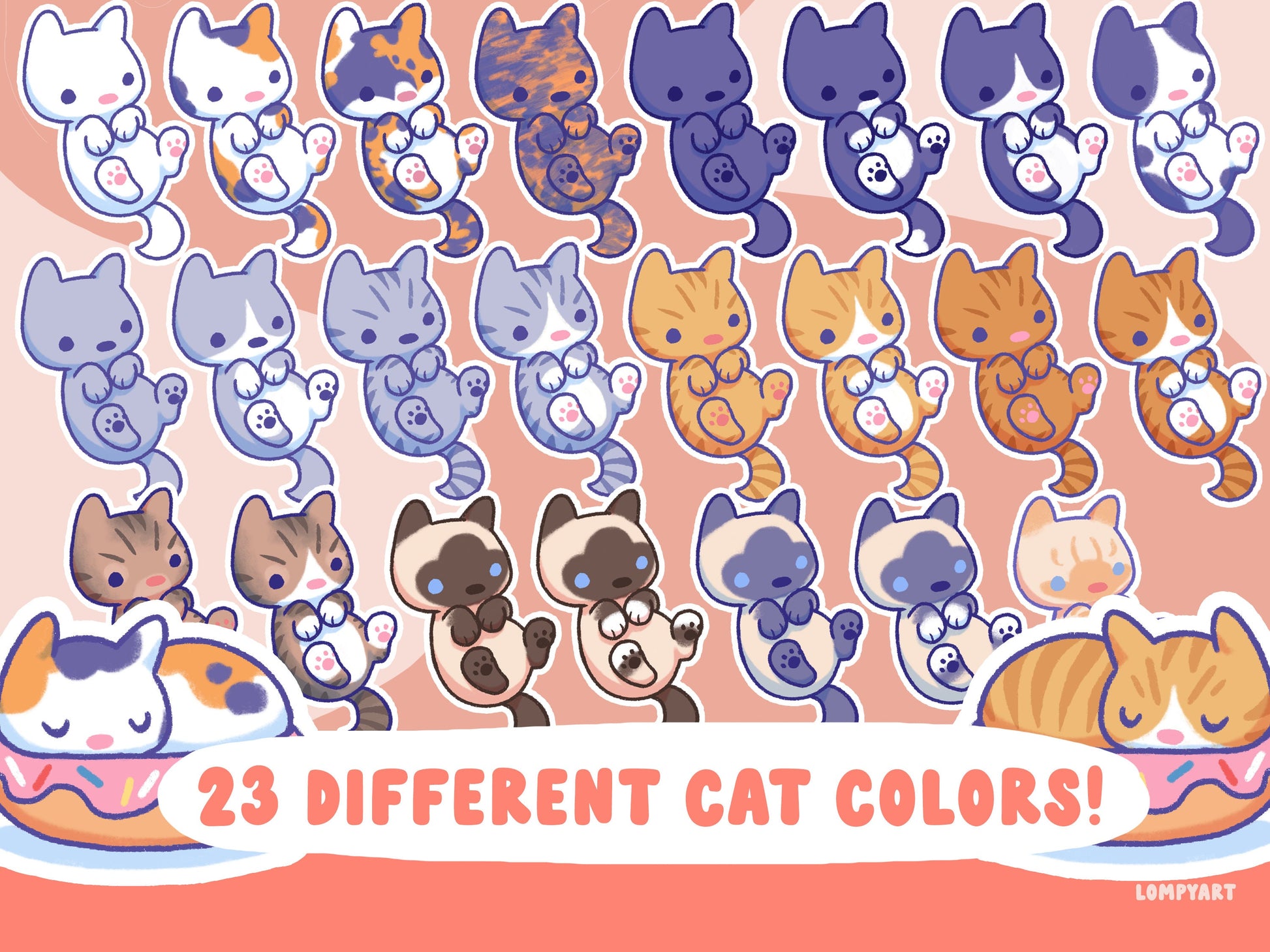 Cute Cat Sticker Bundle , Cat Stickers , Cat Illustration