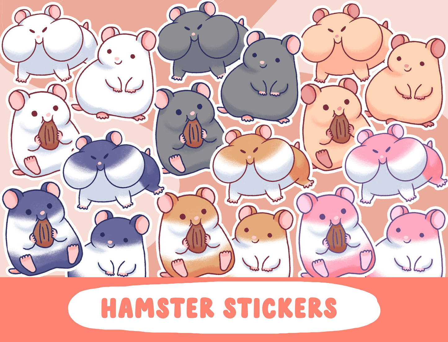 Hamster Sticker Set Custom (choose your hamster color!)