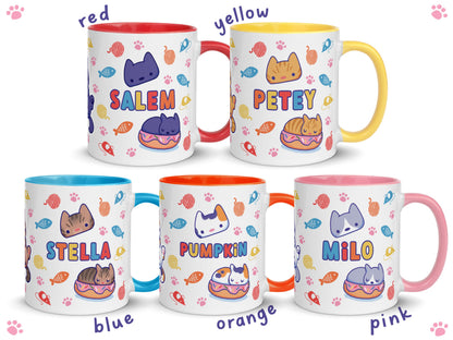 Custom Cat Mug / hand drawn art pattern coffee cup, choose cat breed or custom art for your pet! memorial, birthday present, christmas gift
