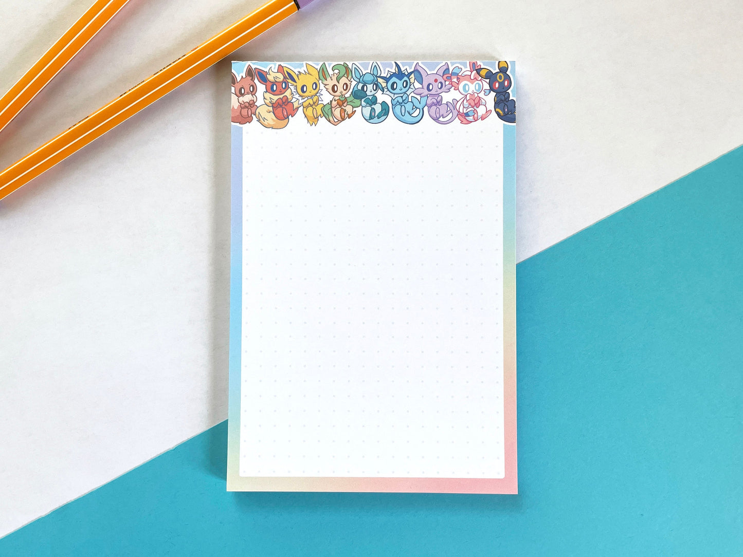 Eeveelutions Pokemon Notepad / 4x6 memo pad for to-do lists, planner, journal, and more! eevelution eevee sylveon umbreon dot grid memo