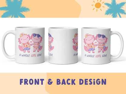 Axolotl Mug / hand drawn art coffee cup, whole lotl love mug