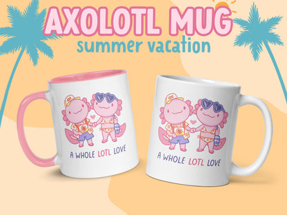 Axolotl Mug / hand drawn art coffee cup, whole lotl love mug