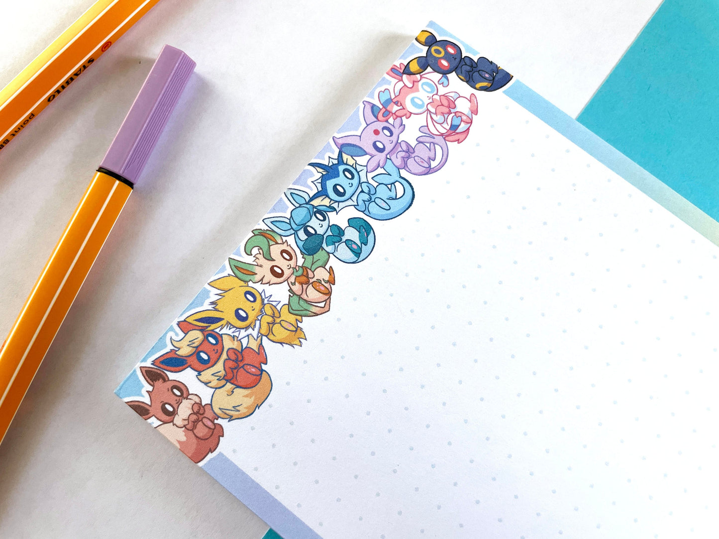 Eeveelutions Pokemon Notepad / 4x6 memo pad for to-do lists, planner, journal, and more! eevelution eevee sylveon umbreon dot grid memo