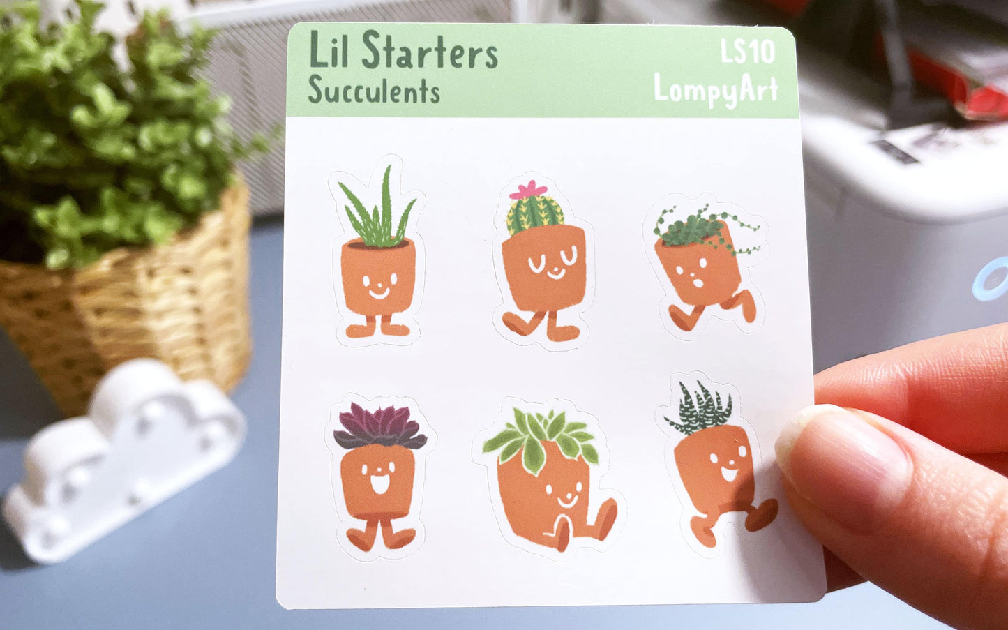 Succulent Plant Stickers | Lil Starters | mini sticker sheet plant lover labels gift potted kawaii cute garden aloe cactus echeveria aeonium