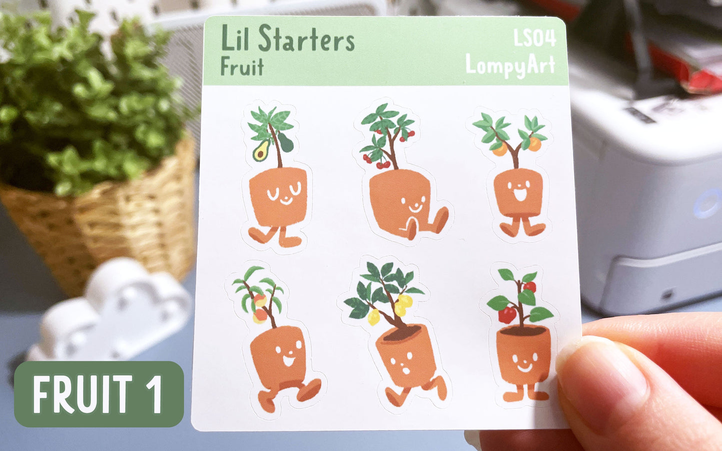 Fruit and Veggies Plant Stickers | Lil Starters | mini sticker sheet plant lover labels gift potted plants kawaii cute garden party favor