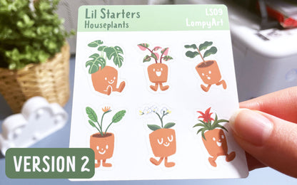 Houseplants Stickers | Lil Starters | mini sticker sheet plant lover labels gift potted kawaii cute garden monstera fern pothos snake fig