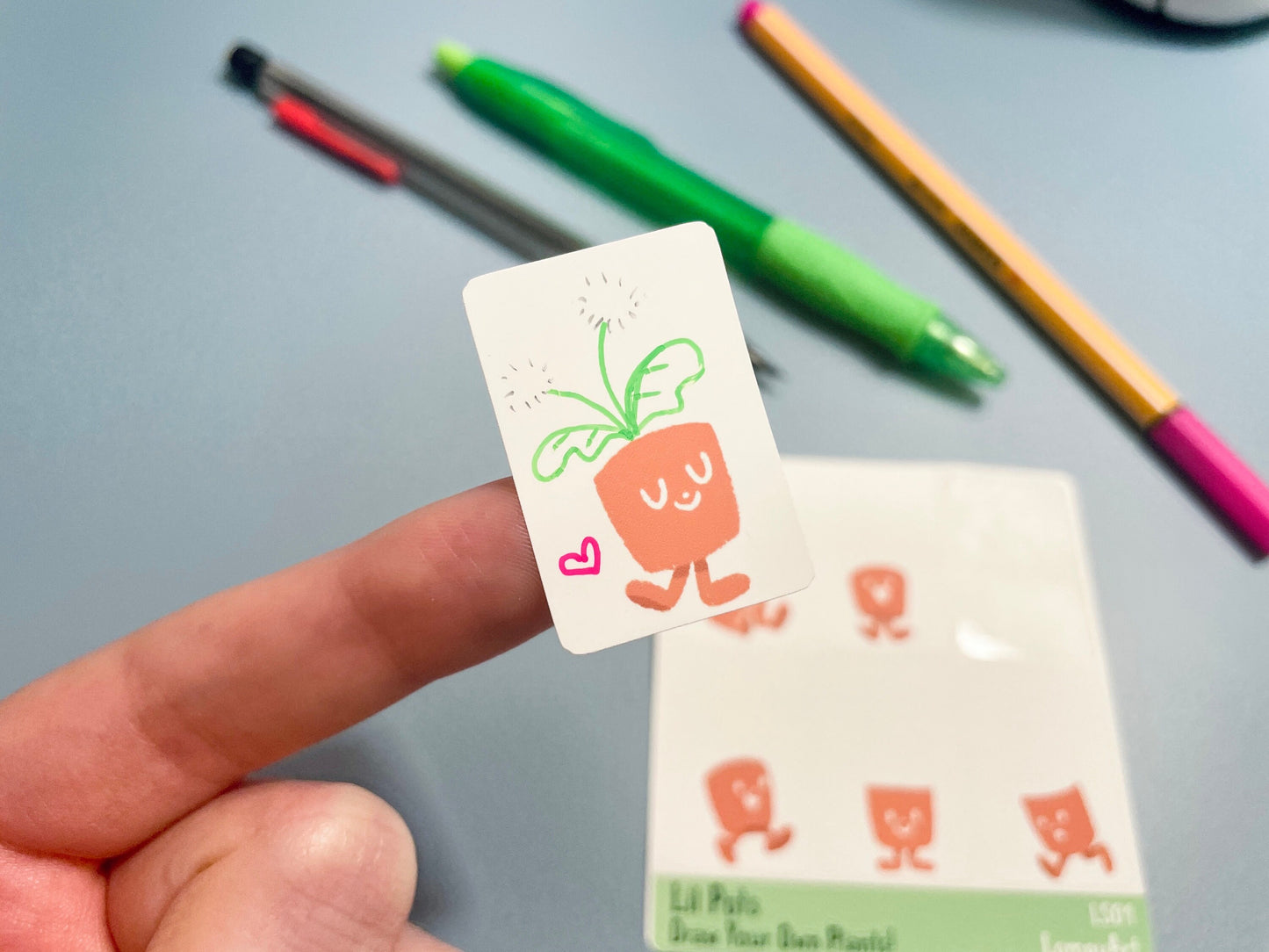 Draw your own Plant Stickers | Lil Starters | mini sticker sheet plant lover labels gift potted plants kawaii cute garden party favor